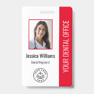 Badge Votre logo du bureau des dentistes - ID photo roug