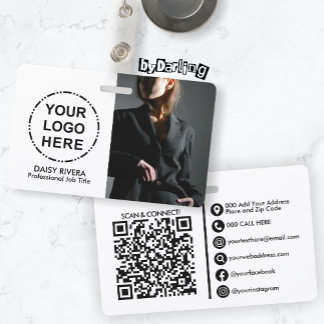 Badge Votre logo et image Code QR minimaliste moderne