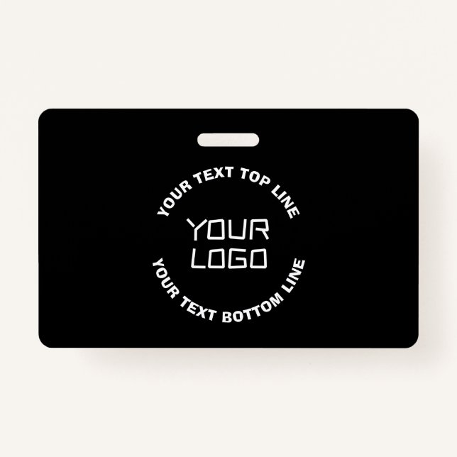Badge Votre logo ou image et texte modifiable | Noir & B (Devant)