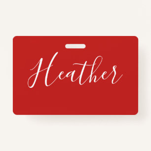 Badge Votre script blanc personnalisé en rouge