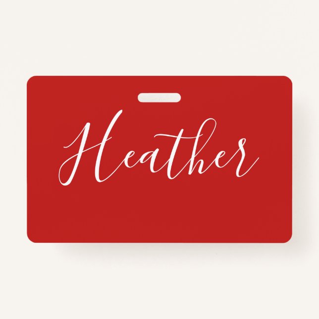 Badge Votre script blanc personnalisé en rouge (Devant)