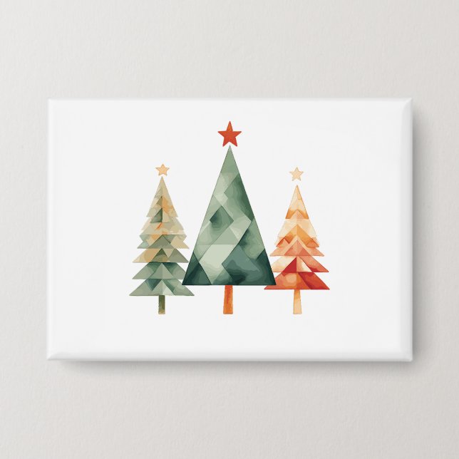 Badge Watercolor Christmas Pine Trees (Recto)