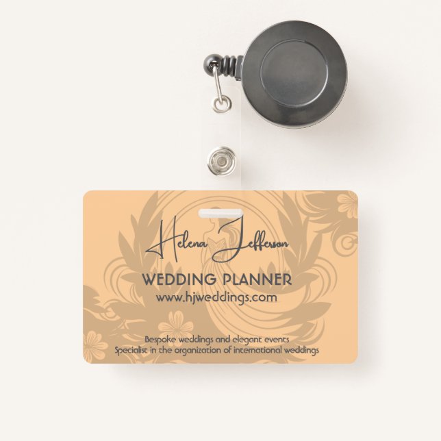 Badge Wedding planner du logo Motif de Pêche moderne (Front with Retractable)