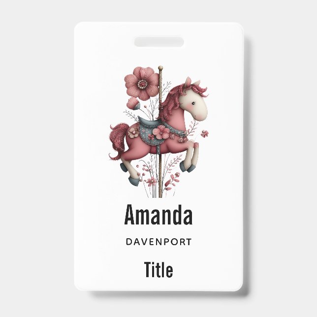 Badge Whimsical Carousel Horse Image (Avant)