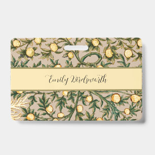 Badge William Morris Floral Fruit Jardin Fleur Classique
