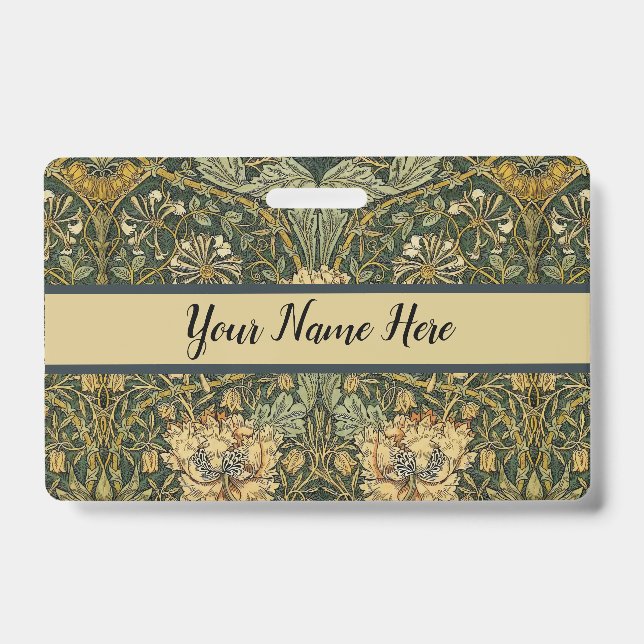 Badge William Morris Honeysuckle Vert Floral (Avant)