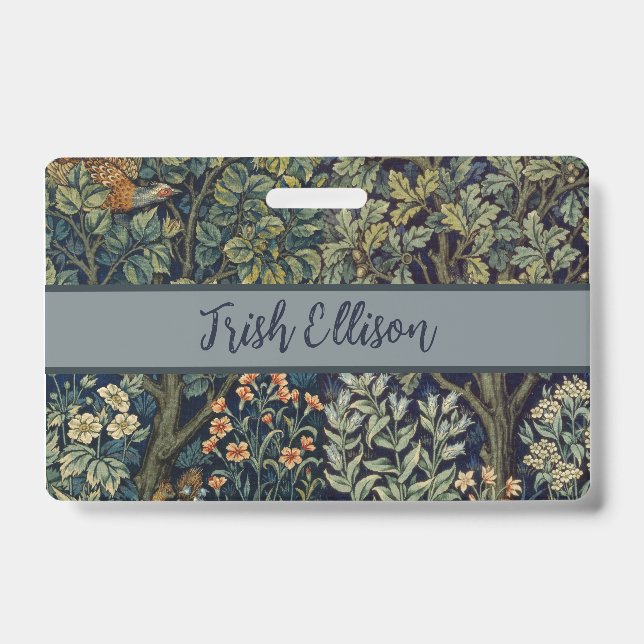 Badge William Morris Pheasant Bird Tree Botanical (Face)