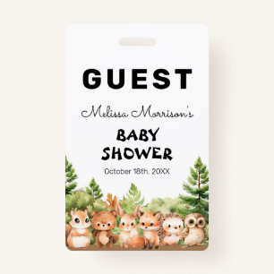 Badge Woodland Baby Boy Shower Guest