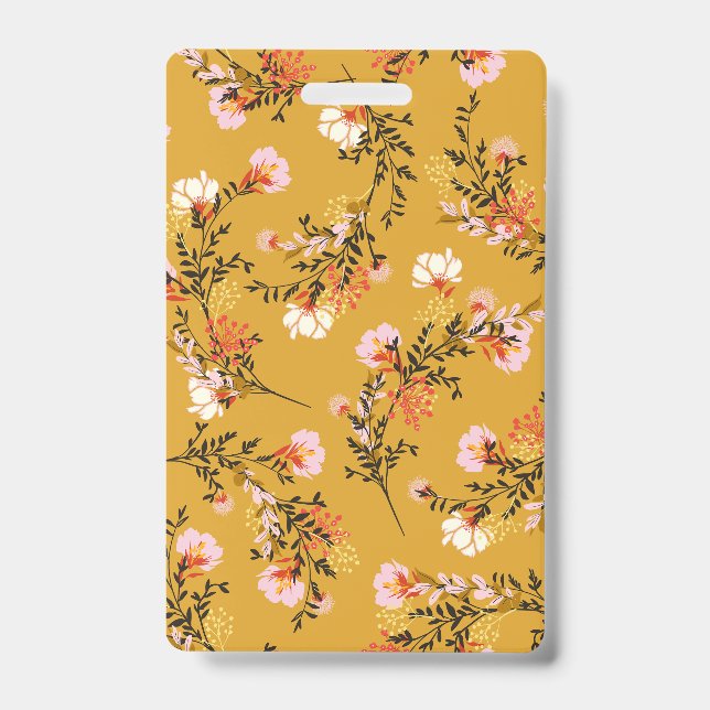Badge Yellow background flowers (Face)