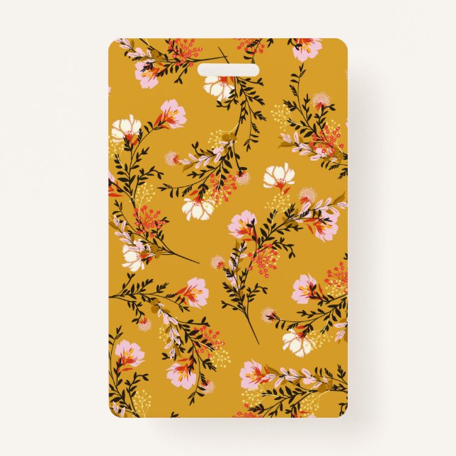 Badge Yellow background flowers (Devant)