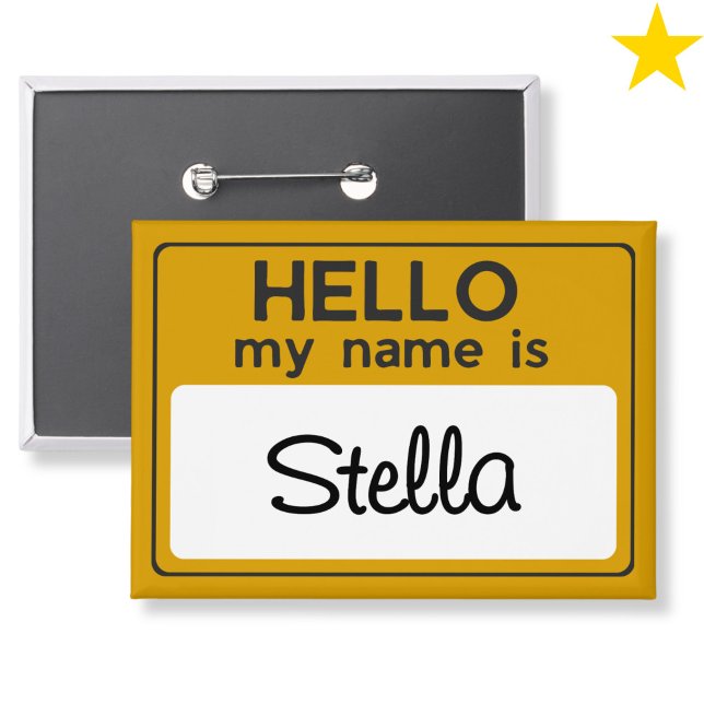 Badge Yellow White Custom Name Hello My Name Is (Créateur téléchargé)