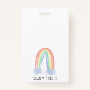 Badge You are my sunshine watercolor painted rainbow