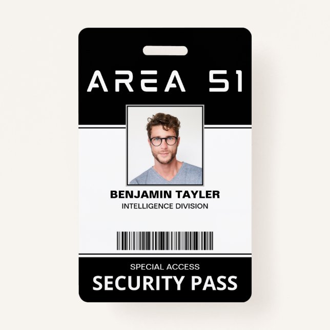 Badge Zone 51 Carte d'identité photo de l'employé Custom (Devant)