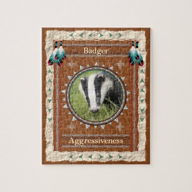 Badger - Aggressivität Jigsaw Puzzle mit Geschenkb (Vertikal)
