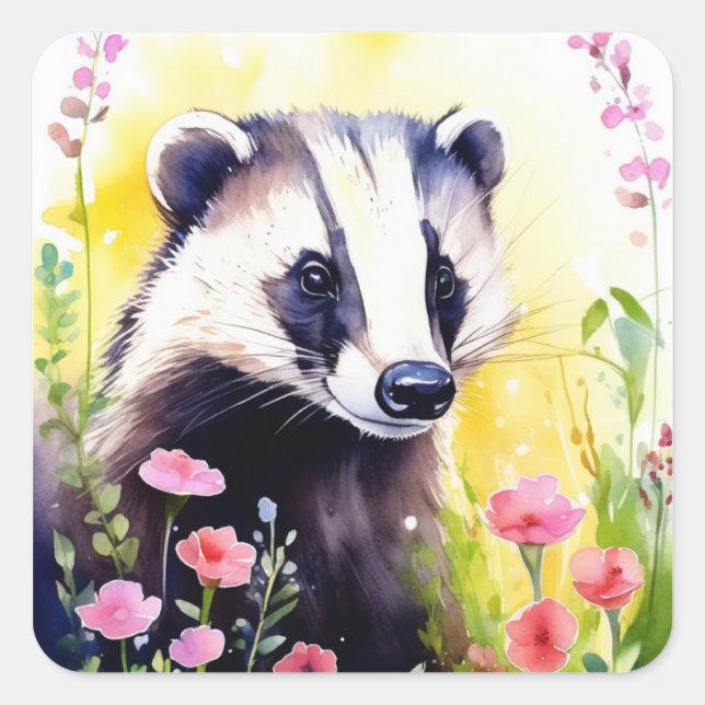 Badger-Aufkleber Quadratischer Aufkleber (Vorderseite)