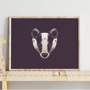 Badger Badger Forest Animal Wall Print Poster