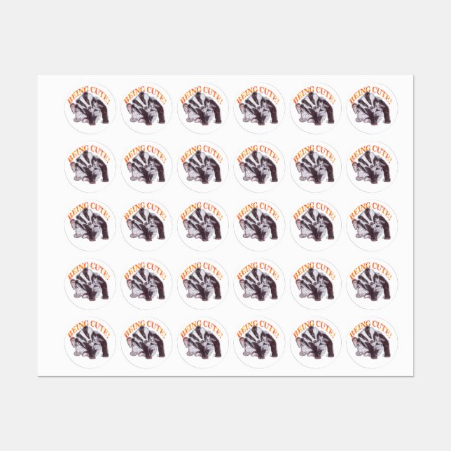 BADGER BEING CUTE ETIKETTEN (Blatt)