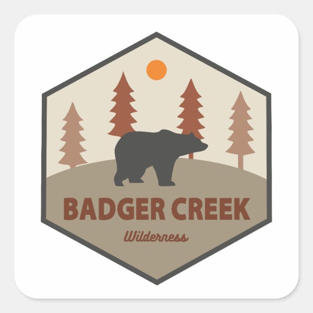 Badger Creek Wilderness Oregon Bear Quadratischer Aufkleber (Vorderseite)