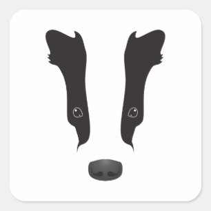 Badger Face-Silhouette Quadratischer Aufkleber