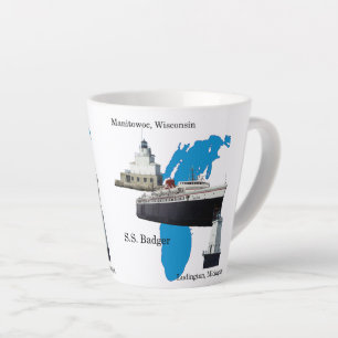 Badger Lake Michigan Latte Tasse