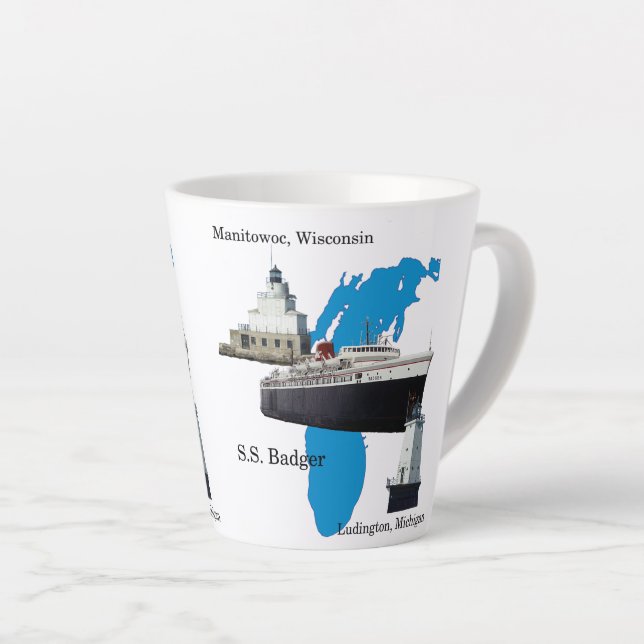 Badger Lake Michigan Latte Tasse (Rechte Ecke)