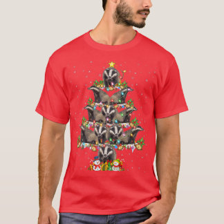 Badger Lover Xmas Lighting Santa Badger Christmas T-Shirt
