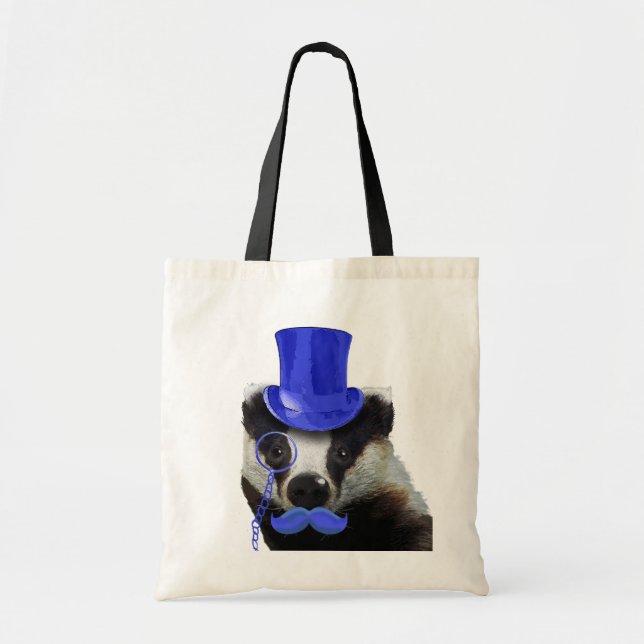 Badger mit Blue Top Hat und Mustache Tragetasche (Vorne)