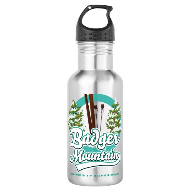Badger Mountain Waterville Ski Logo Edelstahlflasche (Vorderseite)