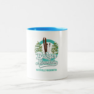 Badger Mountain Waterville Washington Ski Logo Zweifarbige Tasse