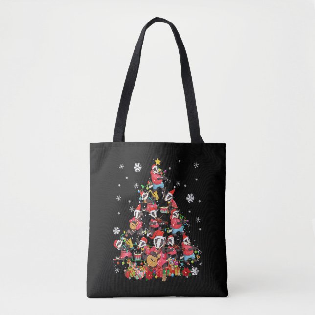 Badger Weihnachtsbaum Niedliches Weihnachtslicht W Tasche (Vorderseite)