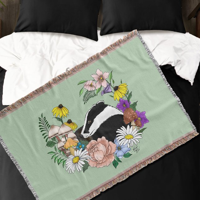 Badger Wild Blume Mushrooms Green Decke (Von Creator hochgeladen)