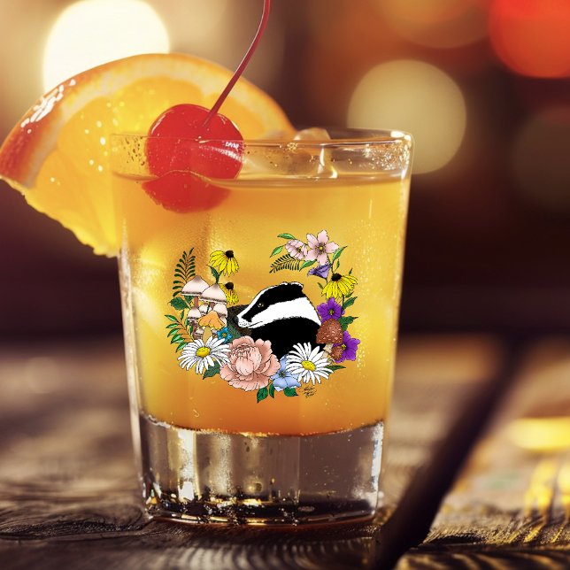 Badger Wild Blume Mushrooms Green Schnapsglas (Von Creator hochgeladen)