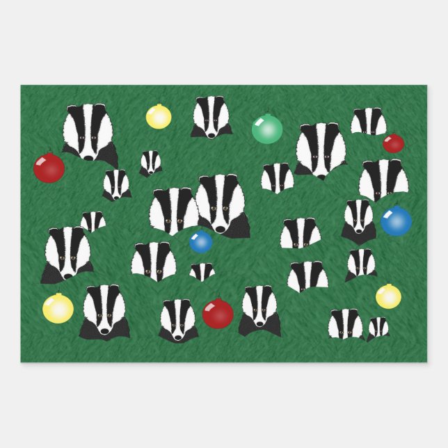 Badgers Holiday Wrapping Paper Sheets Geschenkpapier Set (Vorderseite)