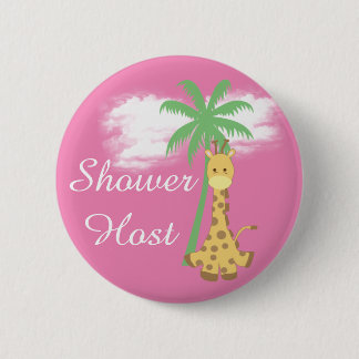 Badges de girafe hôte de baby shower rose