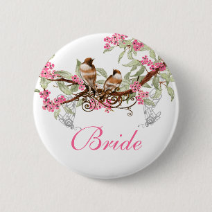 Badges de mariage oiseaux d'amour vintage