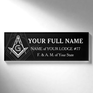 Badges de nom maçonnique personnalisés   Noir et
