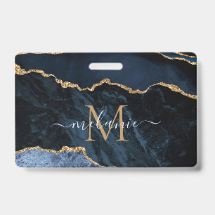 Badges de nom personnalisés avec lettre en marbre