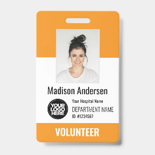 Badges de photo d'identité de bénévole avec pince 