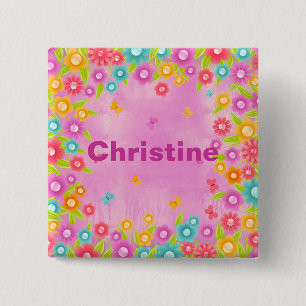 Badges nominatifs personnalisables de fleurs de