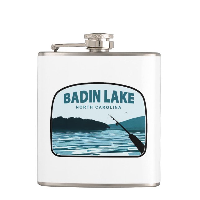 Badiersee North Carolina Angelrute Flachmann (Vorderseite)