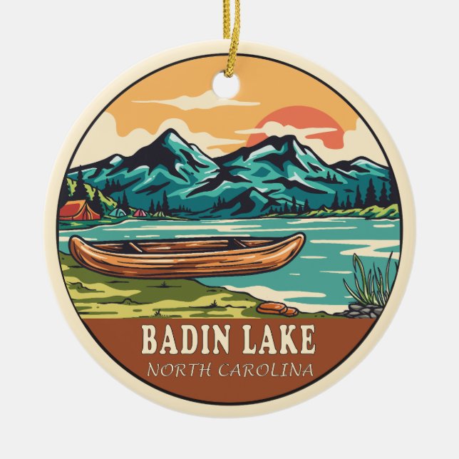 Badiersee North Carolina Schifffahrtsmarke Keramik Ornament (Vorne)