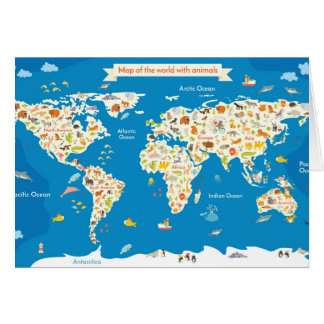 Badine la carte du monde avec des animaux