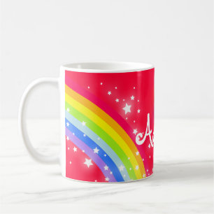 Badine la tasse nommée rouge d'arc-en-ciel