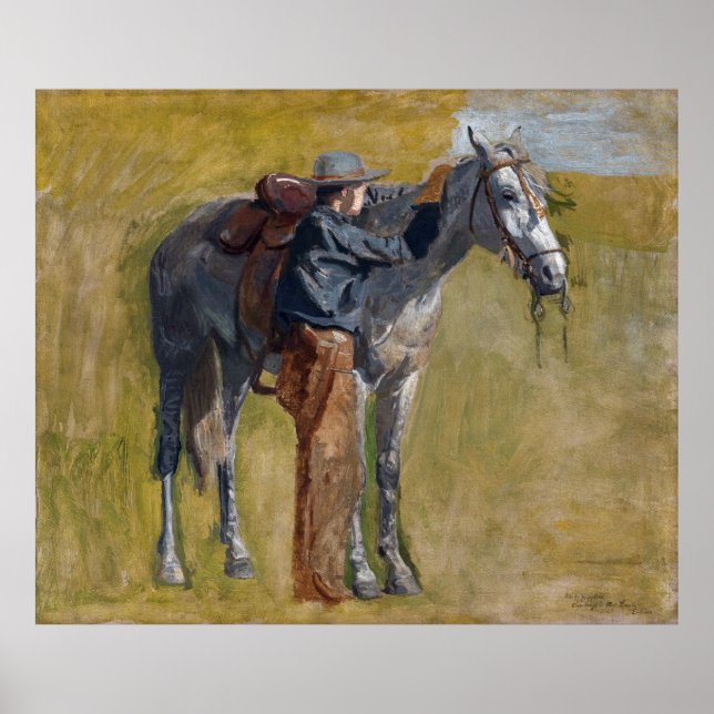 Badlands, Cowboy Horse Old West Thomas Eakins Poster (Vorne)