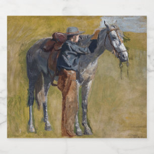 Badlands, Cowboy, Pferd, Wilder Westen Thomas Eaki Bierflaschenetikett