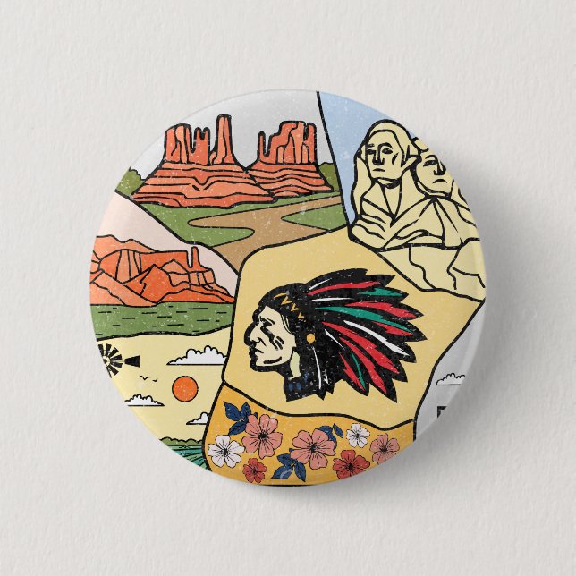 Badlands Mt Rushmore Black Hills South Dakota Kart Button (Vorderseite)