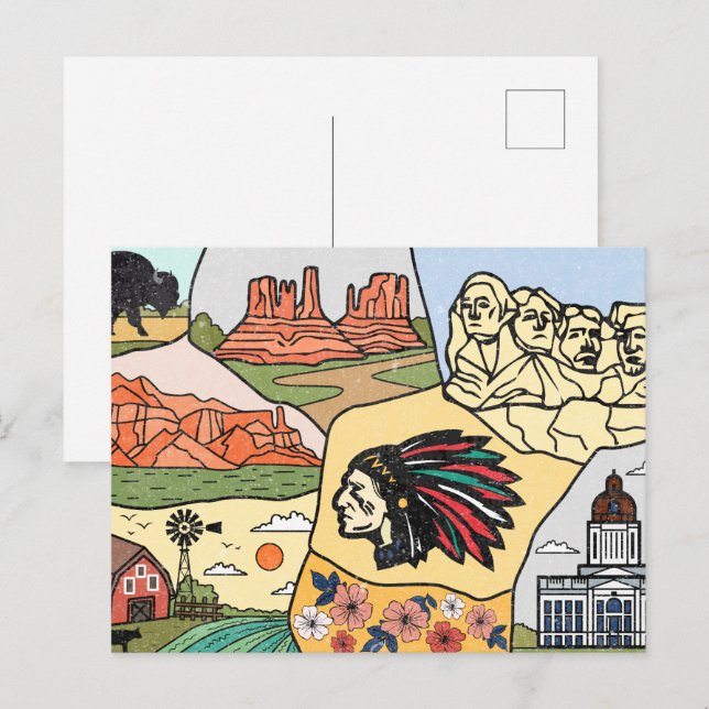 Badlands Mt Rushmore Black Hills South Dakota Kart Postkarte (Vorne/Hinten)