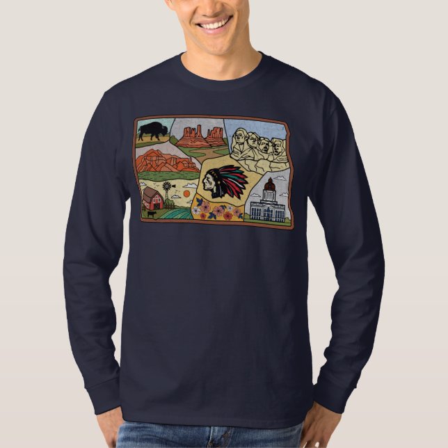 Badlands Mt Rushmore Black Hills South Dakota Kart T-Shirt (Vorderseite)