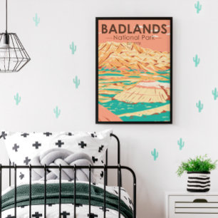 Badlands National Park Landschaft Vintage Poster