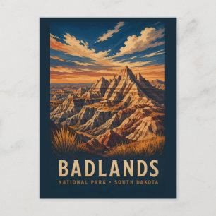 Badlands National Park South Dakota Holzblock Postkarte